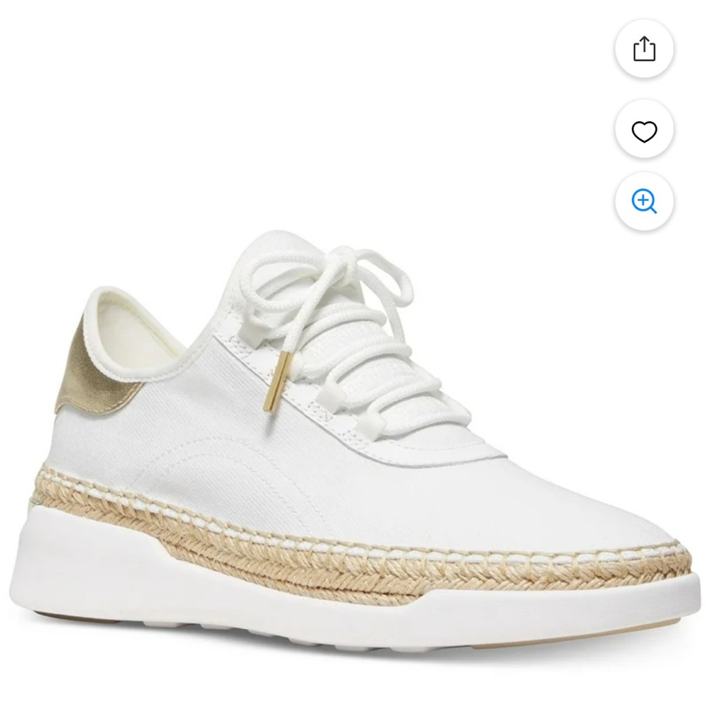 Women's Michael Kors Finch Lace Up Espadrille Canvas White and Gold Sneakers